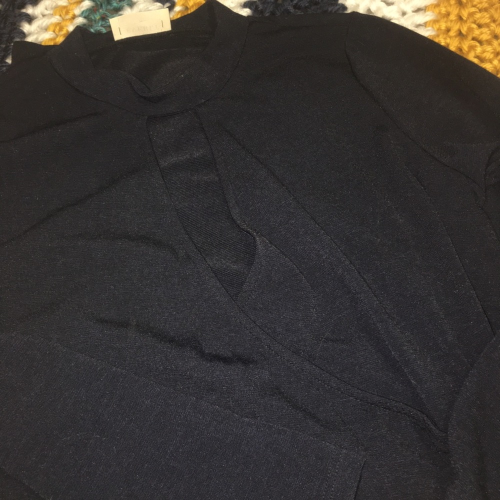 Faux wrap dark navy midi dress.